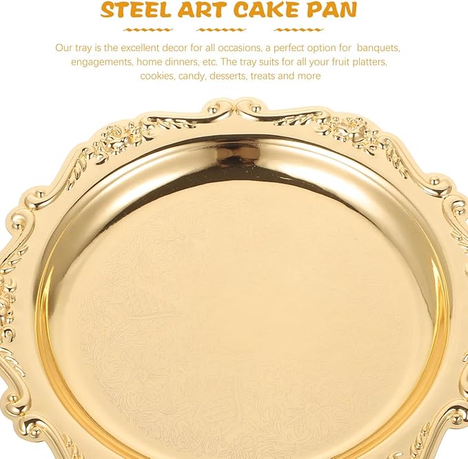 Decorative Iron Serving Tray Silver Round Platter for Food Snacks Jewelry Storage Plate for Home Parties