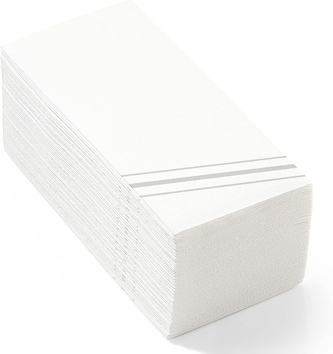 100 Pack Linen Feel Guest Paper Hand Towels | Disposable Super Absorbent Airlaid Paper Towels For Bathroom, Party, Weddings, Or Events | 12 x 17 Inches 1/6 Folded Decorative Design