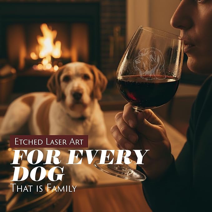 Etched Laser Art Personalized Dog Themed Etched Wine Glass - Custom Dog Breed Wine Glasses, Ideal for Pet Lovers, Unique Birthday Gift for Men & Women, Personalized Gift - Spinone Italiano, 12.75 oz