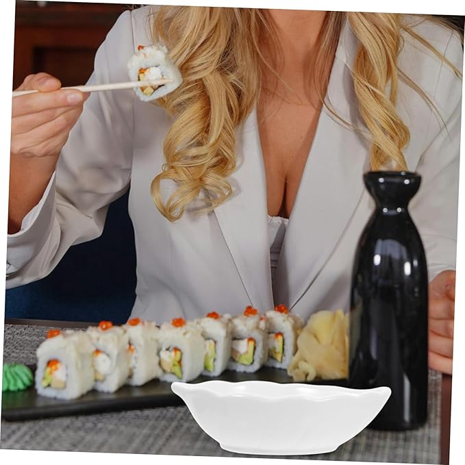Square Ceramic Dipping Bowls Set of 4 Multi-Purpose Soy Sauce Appetizer Plates for Sushi Ketchup Olive Oil and Seasoning