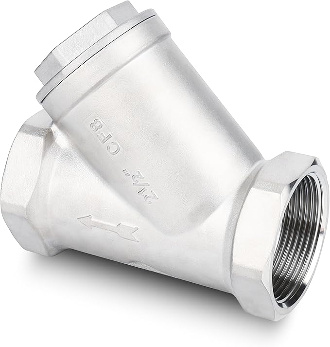 Industrial Plumbing Y Strainers NPT Female 2-1/2", Heavy Duty 304 Stainless Steel Y-Strainer, Y-Shaped Filter Valve Connector with 80 Mesh Screen to Remove Excess Impurities for Water Oil Gas DN65