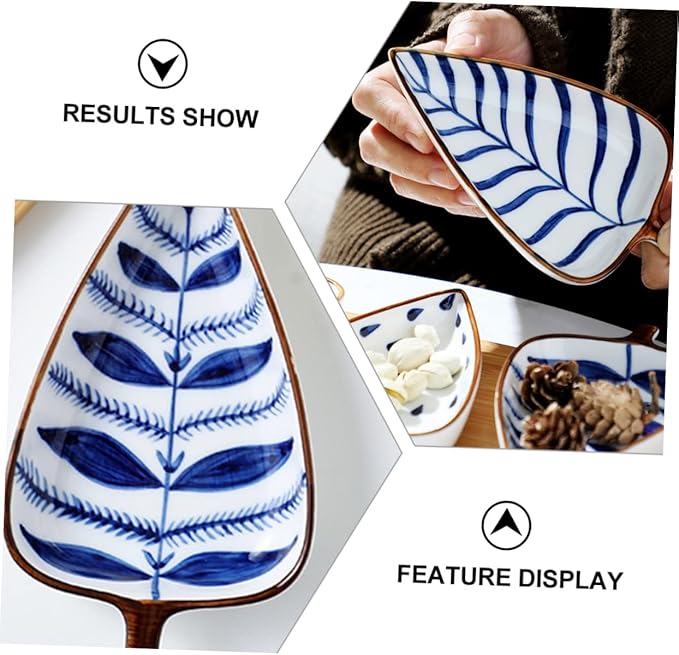 Unomor Creative Japanese Style Ceramic Snack Dish Hand-Painted Under-Glaze Sauce Dish for Dipping Seasoning and Appetizers 4.5-Inch Individual Serving Plate for Home Kitchen