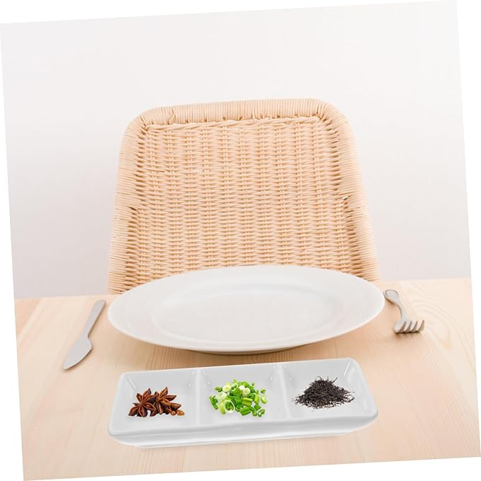 Cabilock 2pcs Rectangular Ceramic Sauce Dishes Divided Plates for Appetizers Fruits and Snacks Versatile Snack and Seasoning Bowls for Home Parties and Restaurants