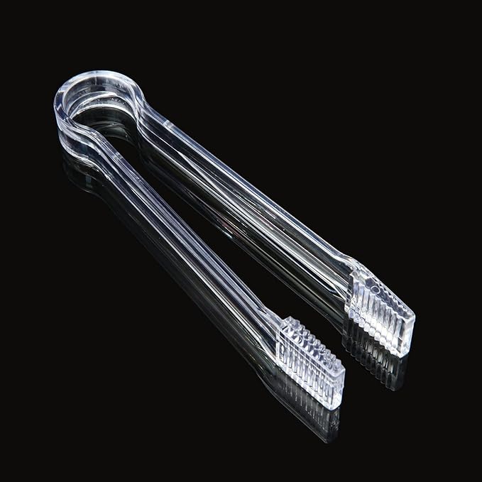 24pcs Plastic Tongs For Serving, Plastic Buffet Serving Tongs Mini Serving Tongs, Disposable Small Clear Tong for Party Candy Bar Ice Sugar（6.3 Inch）