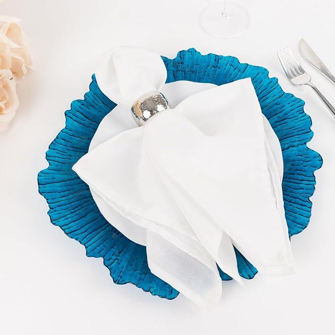 13" Charger Plates - Set of 24 - Acrylic Transparent Navy Round Reef Disposable Chargers, Ideal for Dinner Party Wedding Holiday Bulk Events