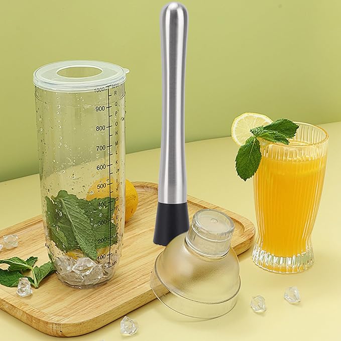 4 Pack Muddlers for Cocktail 304 Stainless Steel Fruit Crusher 8.3" Long Ice Crusher for Bar Party and Home