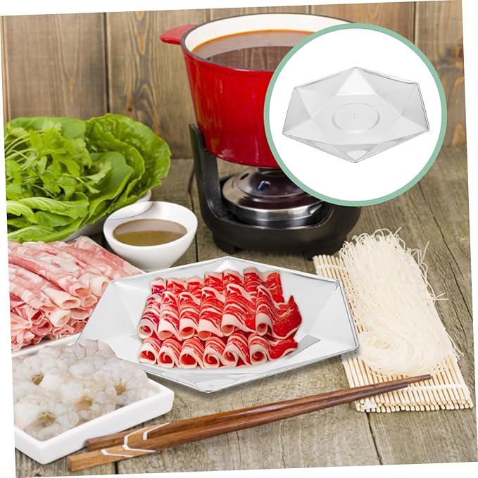 Cabilock Rhombus Shape Steel Plate Silver Plated Tray for Serving Seafood Snacks