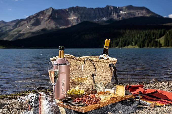 Personalized Vinglacé Wine & Champagne Bottle Chiller - A Unique Customized Gift for Wine Lovers (Rose Gold)