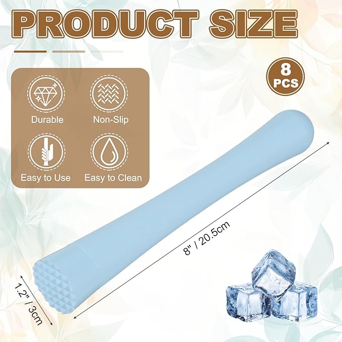 uxcell 8 Pcs Cocktail Muddler, 8 Inch PP Drink Muddler Bar Accessories Tools Ice Crusher for Home Party Cocktail Fruit Drinks, Blue (Thick)
