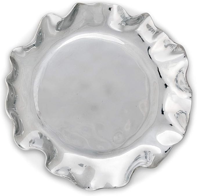 Arthur Court Carmel Pattern Modern Metal Elevated Serving Tray 9 inch Diameter 5.5 inch Tall