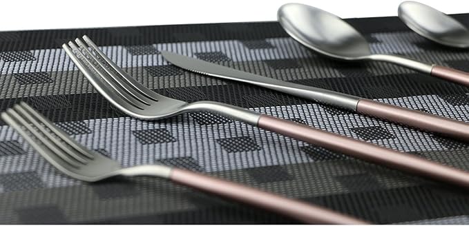 Flatware Set 18/10 Stainless Steel Matte Pink - Kitchen Utensil Serving Set of Dinner Fork Knife Spoons Salad Fork Dessert Spoon,5 Piece Set of 1, for Home Kitchen Restaurant Hotel (Pink)