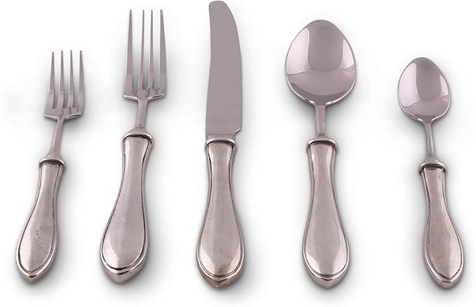 Vagabond House 5 Piece Pewter Wales Pattern Flatware Set 9.5 inch Long