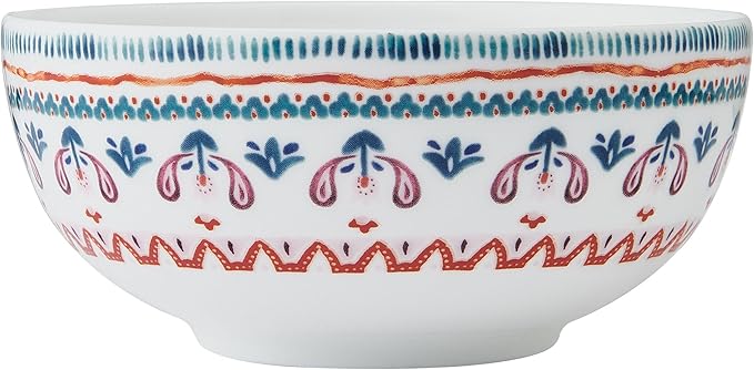 Mikasa Painted Medallion Set of 4 Bone China All Purpose Soup Cereal Bowl, 18 Ounces