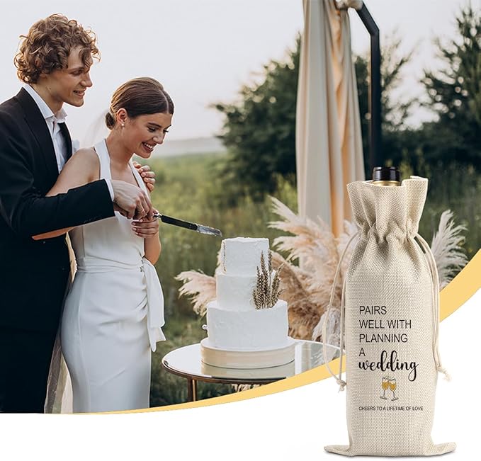 Funny Wedding Wine Bag, Engagement Party Decorations, Engagement Gifts for Women Couples, Wedding Gift Ideas for Mr and Mrs, Bride to Be & Shower Gifts