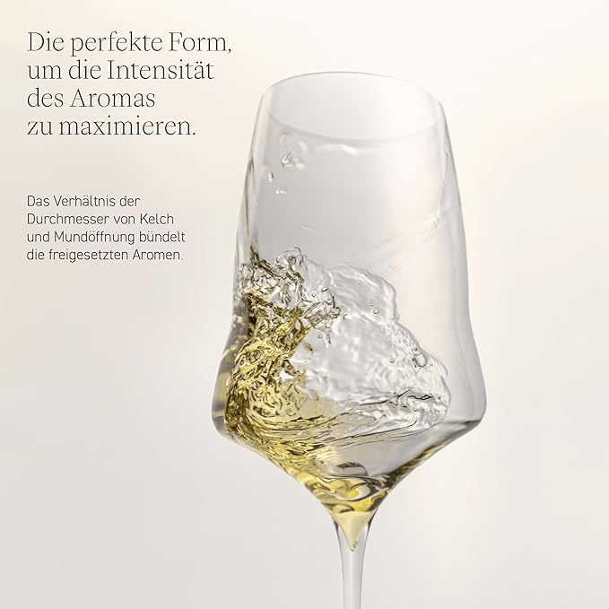 Josephinenhütte® JOSEPHINE N° 1 White Wine Glasses [THE GLASS FOR CONNOISSEURS] – handcrafted & mouth-blown – set of 2 for white wine and rosé – functional design for intense aroma