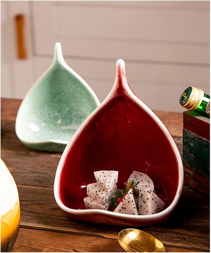 Appetizer Plates Hotel Cuisine Retro Ceramic Leaf Bowl Special-Shaped Bowl Snack Bowl Cold Dish Bowl Dish Plate Cheap Plates (D)