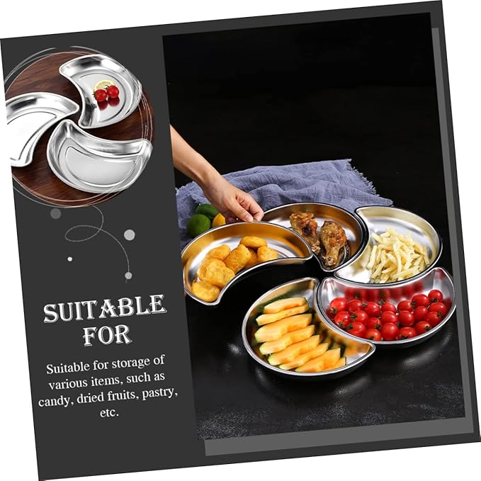Crescent Shaped Serving Plate Silver Plates for Dinner Lunch Storage Tray for Home Decor