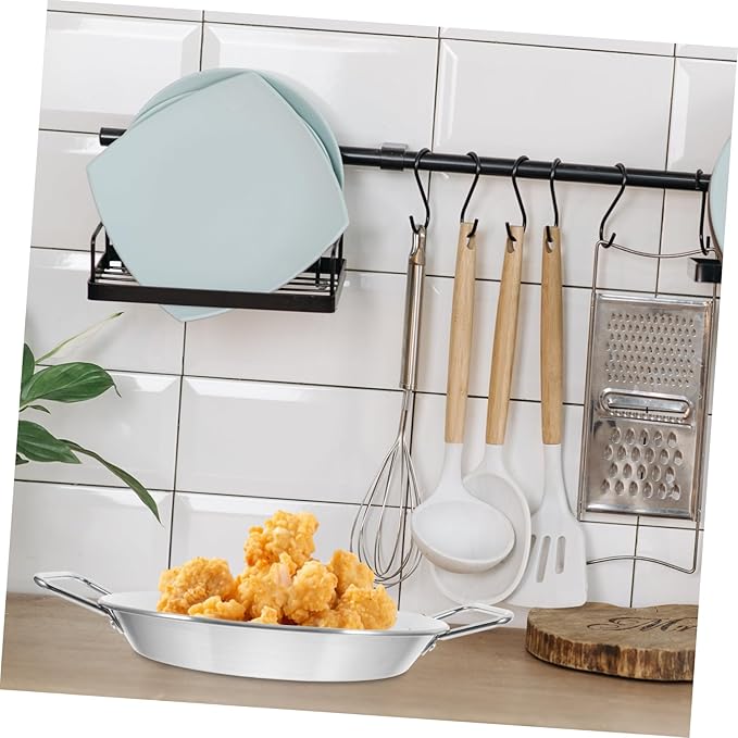 VOSAREA Stainless Steel Double Handle Serving Tray Snack Plate for Parties Appetizers Desserts and Fruits Smooth Finish and Elegant Tableware