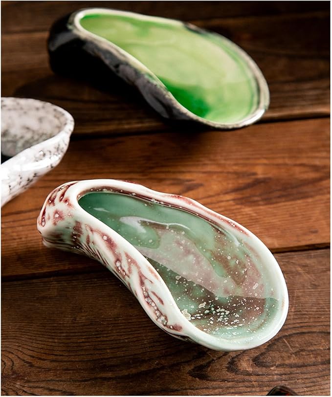 Dipping Bowls Glazed Retro Creative Cuisine Restaurant Ceramic Plate Cold Dish Plate Small Dish Plate Appetizer Bowls(B)(Grey)