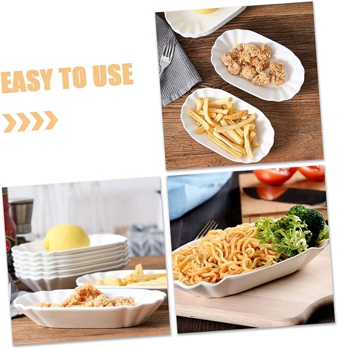 Unomor 2pcs Creative Ceramic Snack Plates for Appetizers French Fries and Dips Elegant Serving Dishes for Parties Family Gatherings and Casual Dining