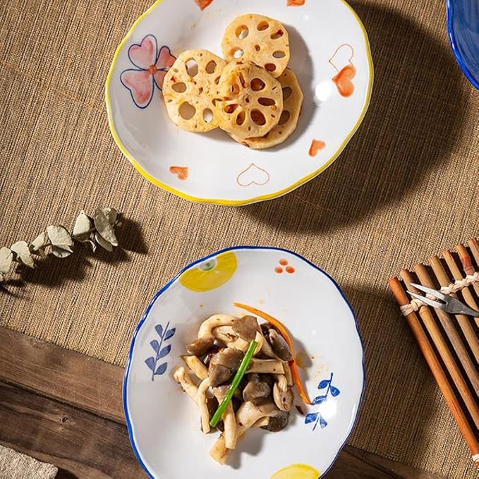 HEXEH Salad Plate 6 inch Ceramic Dessert Dishes Soy Sauce Dipping Plates Snack Fruit Appetizer Side Dishes Serving Dish Japanese Style Dinnerware Set (2pack) Plastic Plate (Color : A)