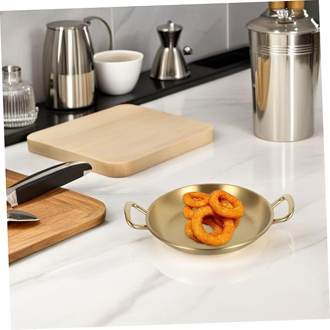 Double Ear Seafood Pot Snack Bowl Serving Tray Silver Platter Suitable for Family Gatherings Parties