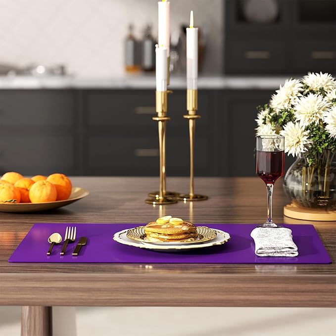 Silicone Counter Mat 40x60cm 2 Pack - High-Temp Resistant, Non-Slip Waterproof Pad for Kitchen Countertops, Sink & Stove (Purple)