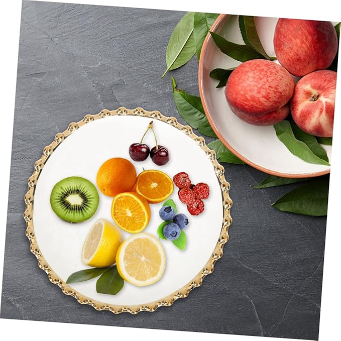 Porcelain Ceramic Dinner Plate and Appetizer Tray for Household and Restaurant Use Smooth Safe Surface Easy to Clean for Salad Pasta Snacks Serving White Design