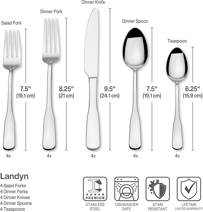 Mikasa Living Landyn 18.0 20 Piece Stainless Steel Flatware Set, Service For 4