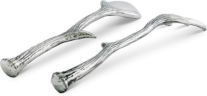 Arthur Court Designs Long Antler Aluminum Salad Serving Spoon and Salad Serving Fork, Salad Servers Set 13.25 inch Long
