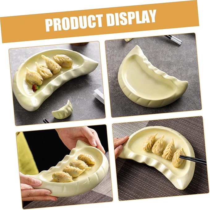 Ciieeo Ceramic Dumpling Plate Cute and Creative Appetizer Dish for Dumplings Snacks and Fruits Spacious and Multipurpose Design for Family Gatherings and Parties