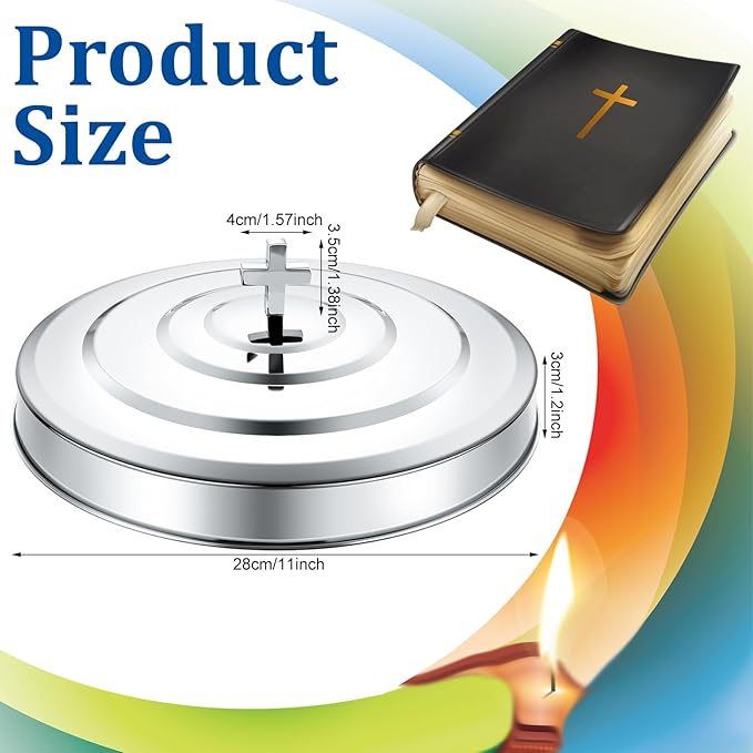 Polished Communion Tray Cover Stainless Steel Silver Holy Cup Tray Cover for Church Serving Plate First Communion Supplies