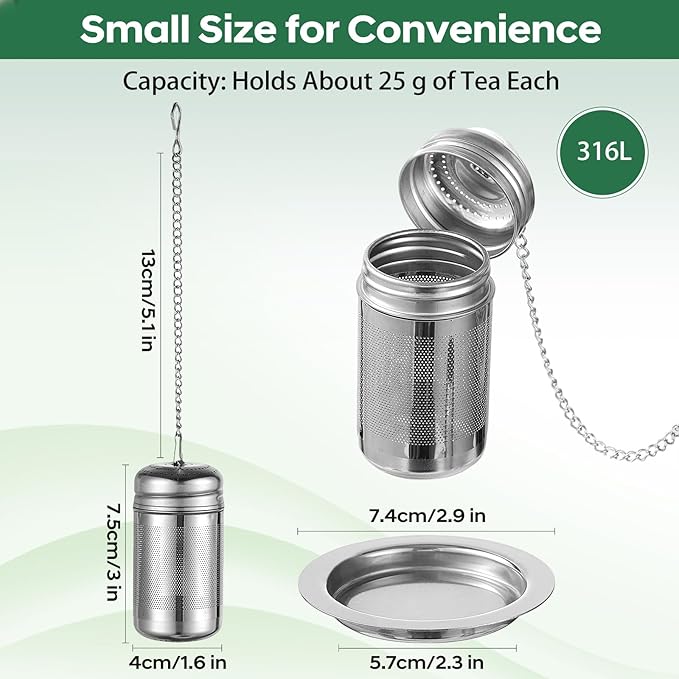 2 Pack Tea Infuser For Loose Leaf Tea, Extra Fine Mesh Tea Diffusers For Loose Tea, 316L Stainless Steel Tea Strainer, Reusable Tea Steeper For Coffee, Herbs, Fruit, Spices（3.4oz）