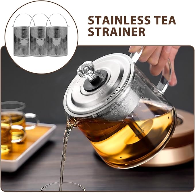 Luxshiny Tea Leak Tea Filter - 3Pcs Stainless Steel Strainers for Loose Extra Fine Mesh Infuser for Teapots Mugs and Cups