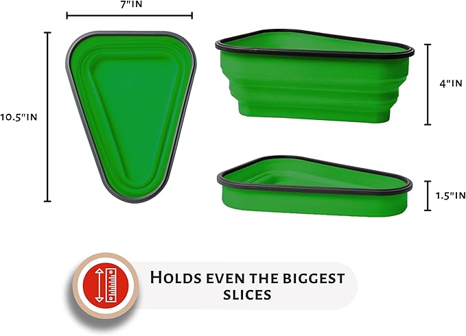 PIZZA PACK The Perfect Reusable Pizza Storage Container with 5 Microwavable Serving Trays - BPA-Free Adjustable Pizza Slice Container to Organize & Save Space, 2 Pack, Green