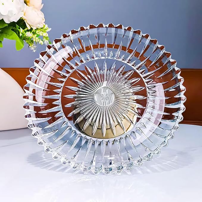 Glass Fruit Bowl or Decorative Bowl, used for Kitchen counter or living room center table decoration, Centerpiece Bowl (14.1in)