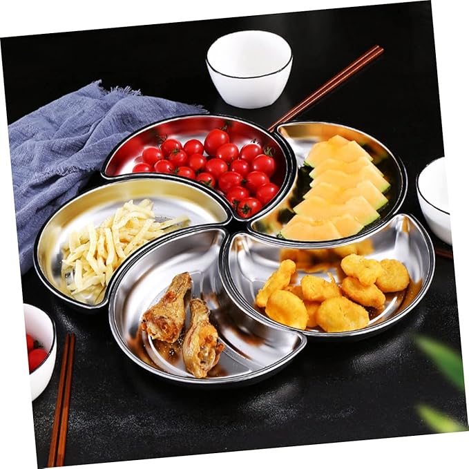 Crescent Shape Serving Tray Stainless Steel Moon Plate Pastry Plate Storage Tray for Dried Fruit Candy Easy Clean
