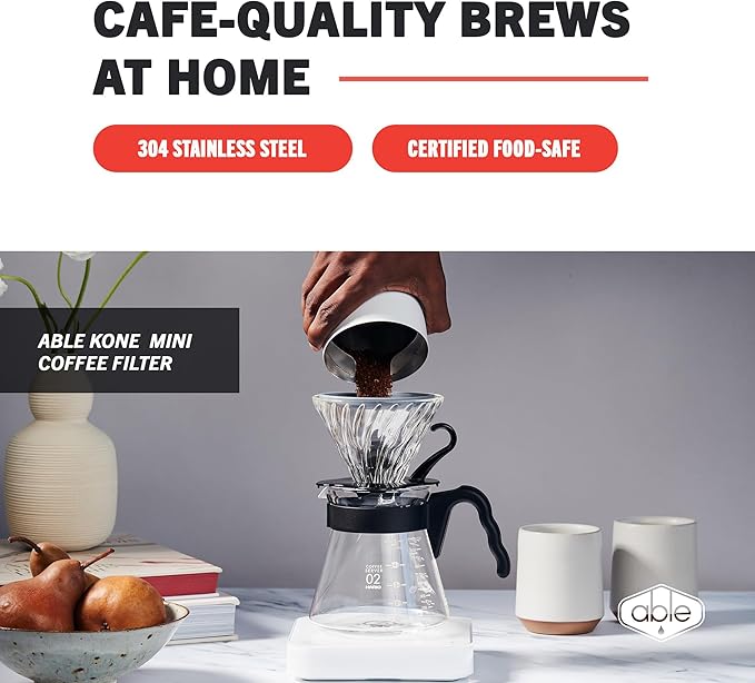 Able KONE MINI for Hario V60 02: Reusable Stainless Steel Coffee Filter