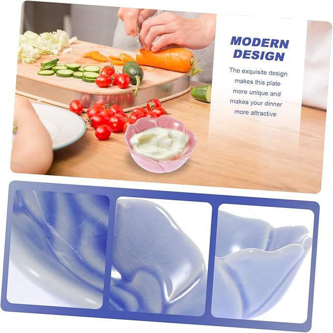 4Pcs Ceramic Sauce Dish Set Seasoning Plates for Soy Sauce and Dipping Modern Design for Sushi Appetizers and Condiments Random Color