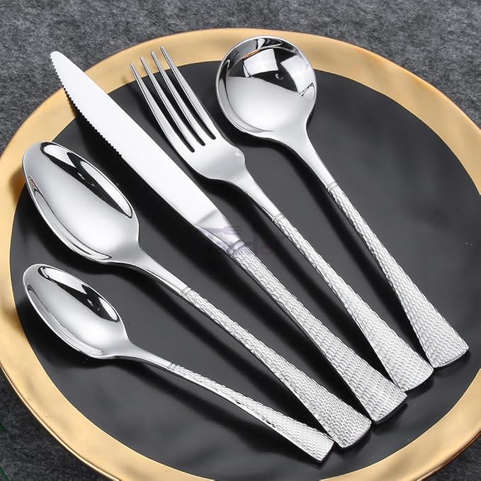 Stainless Steel Flatware serving set,Home Kitchen Eating Tableware Set,Dishwasher Safe,For Home Kitchen Restaurant Hote 5/20/30 Piece 304 Stainless Steel Steak Knife, Fork And Spoon, Western Food Tabl