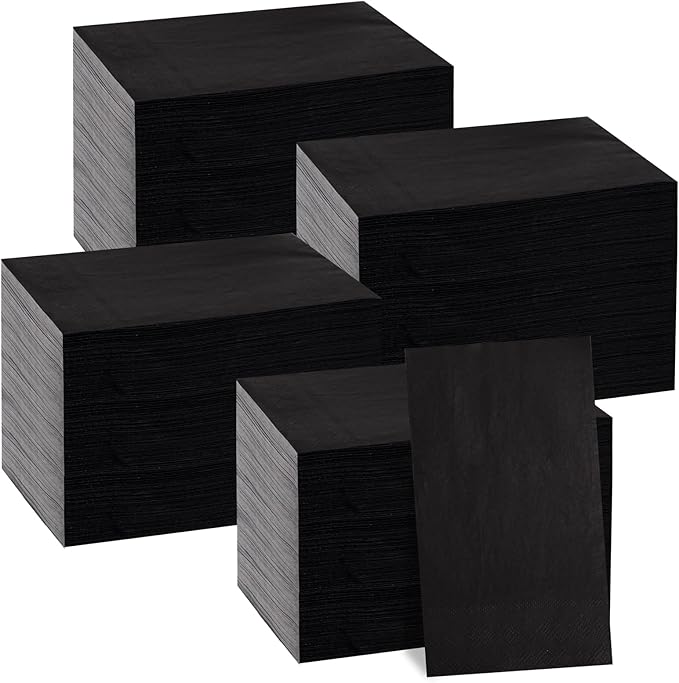 BUCLA 400-Count 3-Ply Black Paper Napkins - Black Napkins Disposable Premium Quality, Soft, Absorbent for Kitchen, Party Halloween & New Year