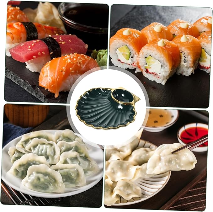 BESTOYARD 1pc Dumpling Plate Vinegar Dish Versatile Serving Platter for Appetizers Sushi French Fries More Stylish Shell-shaped Design for Homes and Restaurants