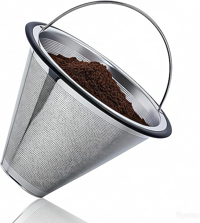Reusable #4 Coffee Filter for Technivorm Moccamaster KBGV, KBT, Durable Metal Mesh, Stainless Steel #4 Coffee Filter, Durable Metal Mesh, for Richer, Fuller Coffee Flavour