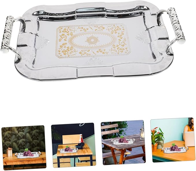 Unomor Elegant Stainless Steel Serving Tray Capacity Fruit Plate Versatile Desktop Fruit Tray Ktv Restaurant Dessert Serving Dish