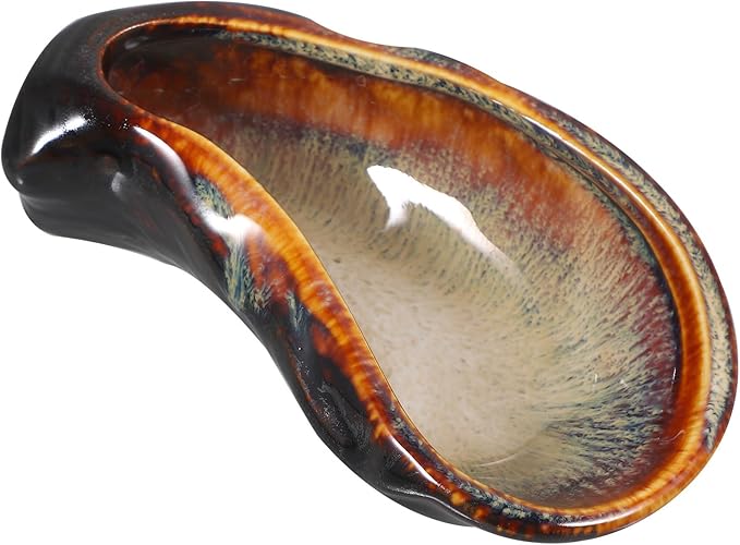 Ciieeo Ceramic Oyster Dish Small Food Plate Vintage Glazed Ceramic Serving Plate for Appetizers Tapas and Seafood Presentation, 1pcs
