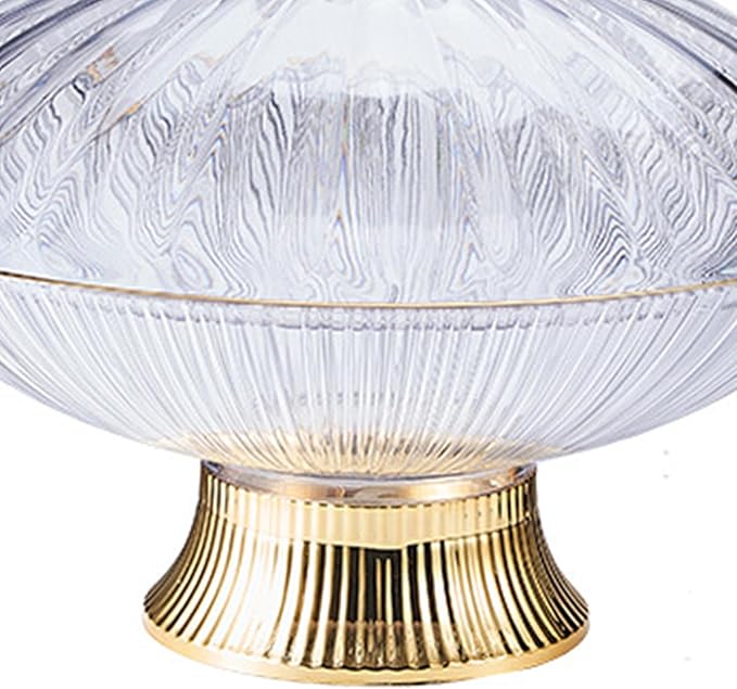 Serving Tray Footed Cake Plate Organizer Decorative Holder W/Lid Nuts Dessert Storage Tray Fruit Plate for Household Tabletop, Silver/284 (Color : Gold)