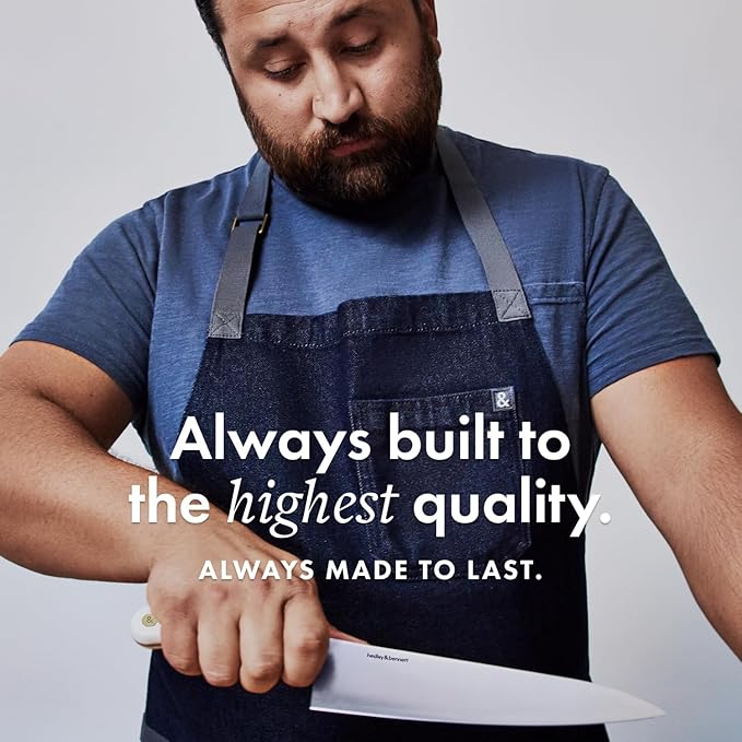 hedley & bennett Essential Apron - Heavy-Duty Denim Kitchen Apron with Pockets & Towel Loop - Professional Chef Workwear for Cooking & Grilling - Abalone