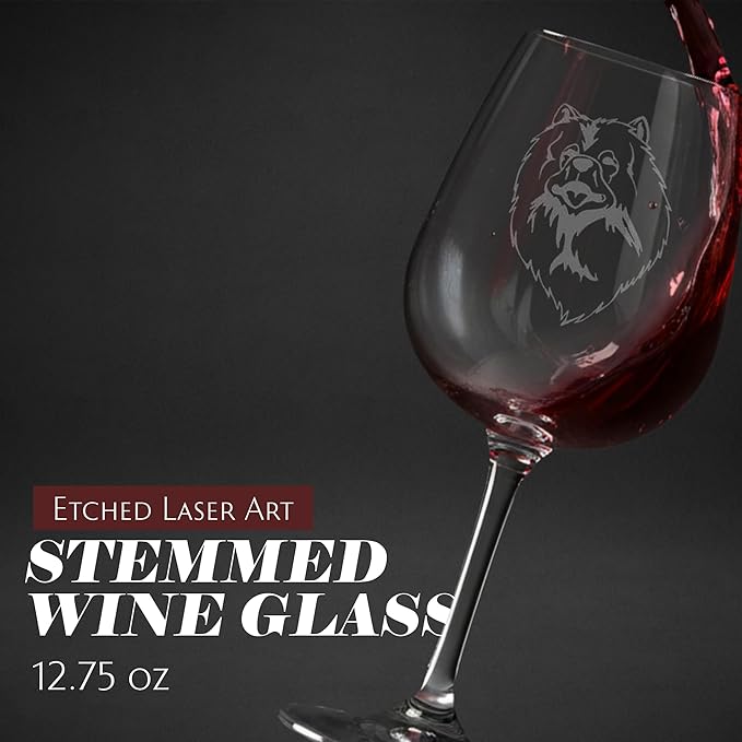 Keeshond Dog Personalized Custom Themed Etched 12.75oz Wine Glass