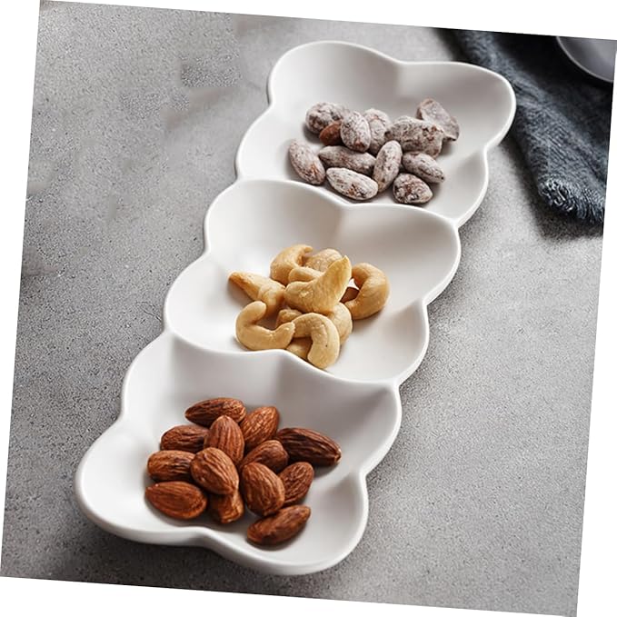 Ciieeo Ceramic Appetizer Serving Tray Nordic Style Plates for Sauces Condiments White Dipping Everyday Use