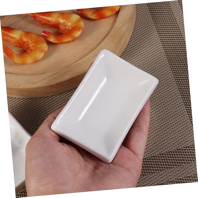2pcs Rectangular Sauce Dishes Snack Plate Condiment Plate Ceramic Serving Platter White Serving Dishes Food Display